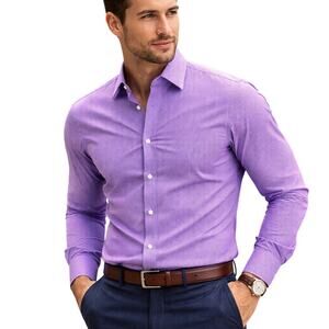 Ralph Lauren Slim Fit Purple Check Dress Shirt 15.5 34/35 Cotton Non-Iron